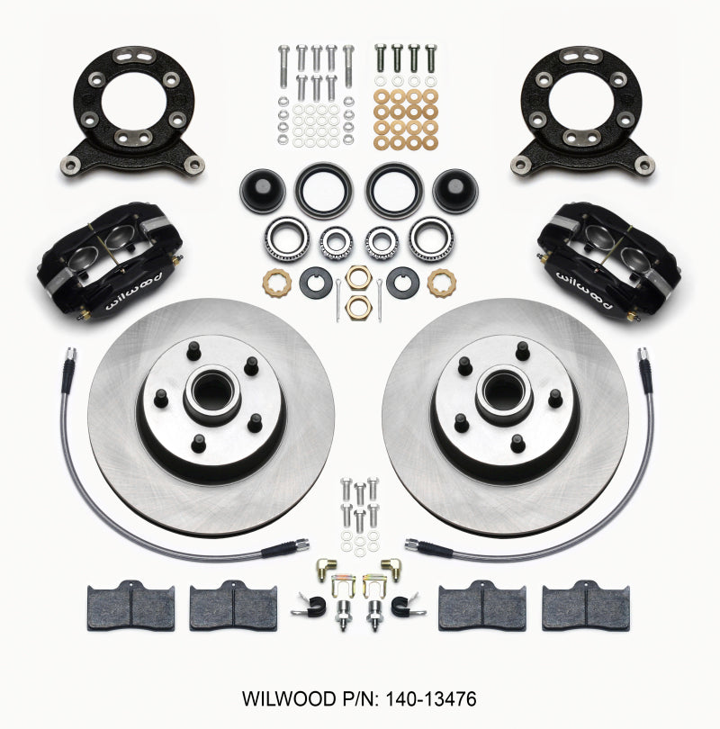 Wilwood Forged Dynalite-M Front Kit 11.30in 1 PC Rotor&Hub 1965-1969 Mustang Disc & Drum Spindle - GTR Auto