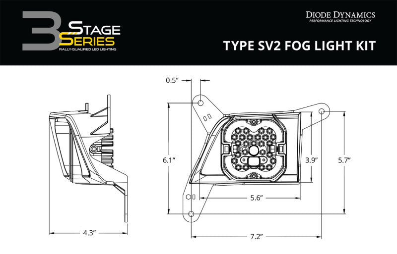 Diode Dynamics SS3 Sport Type SV2 Kit ABL - Yellow SAE Fog - GTR Auto