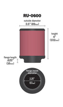 Load image into Gallery viewer, K&amp;N Filter Universal Rubber Filter 2 1/4 inch Flange 3 1/2 inch OD 4 inch Height RU-0600