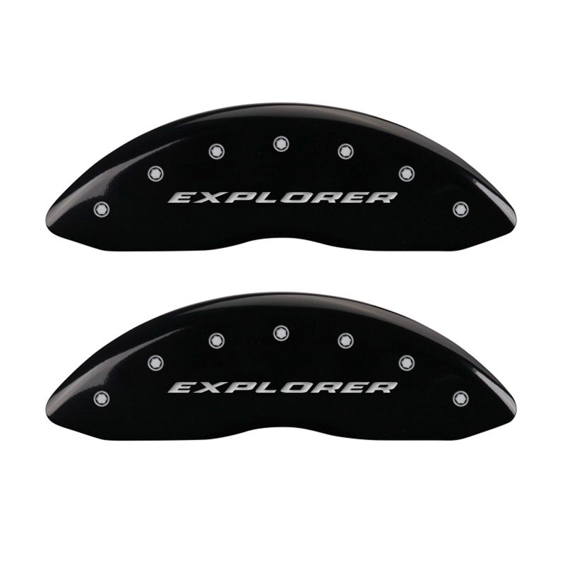 MGP 4 Caliper Covers Engraved Front & Rear Explorer Black finish silver ch - GTR Auto