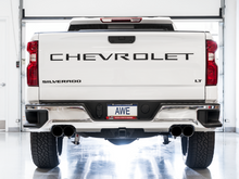 Load image into Gallery viewer, AWE Tuning 4th Gen GM 1500 5.3L 0FG Cat-Back Split Rear Exit (w/ Bumper Cutouts) - Quad Diamond Tips