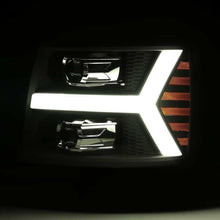 Load image into Gallery viewer, AlphaRex 07-13 Chevy 1500 LUXX LED Proj Headlights Plank Style Jet Blk w/ Activ Light/Seq Signal/DRL - GTR Auto