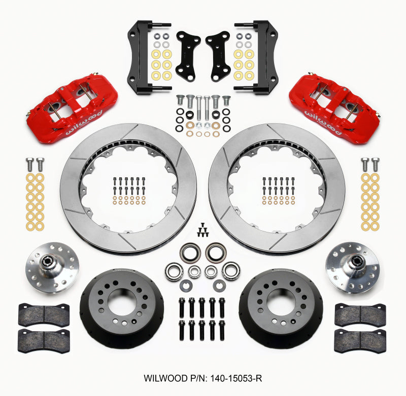 Wilwood AERO6 Front Hub Kit 15.00 Red 67-69 Camaro 64-72 Nova Chevelle - GTR Auto