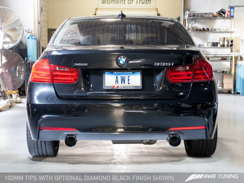 AWE Tuning BMW F3X 335i/435i Touring Edition Axle-Back Exhaust - Diamond Black Tips (102mm) - GTR Auto