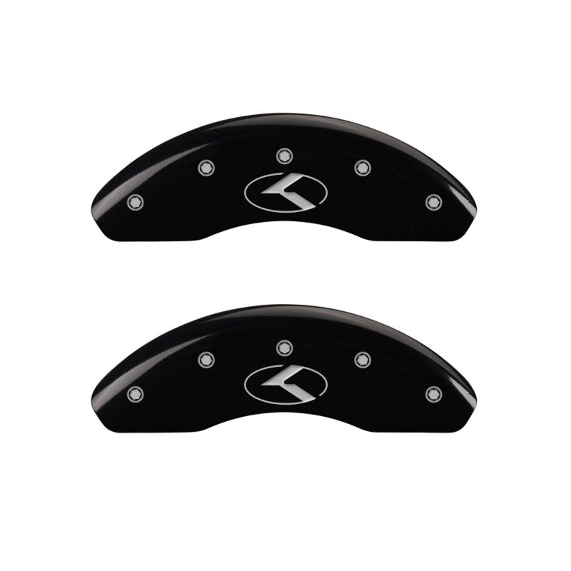 MGP 4 Caliper Covers Engraved Front & Rear Circle K/Kia Black finish silver ch - GTR Auto
