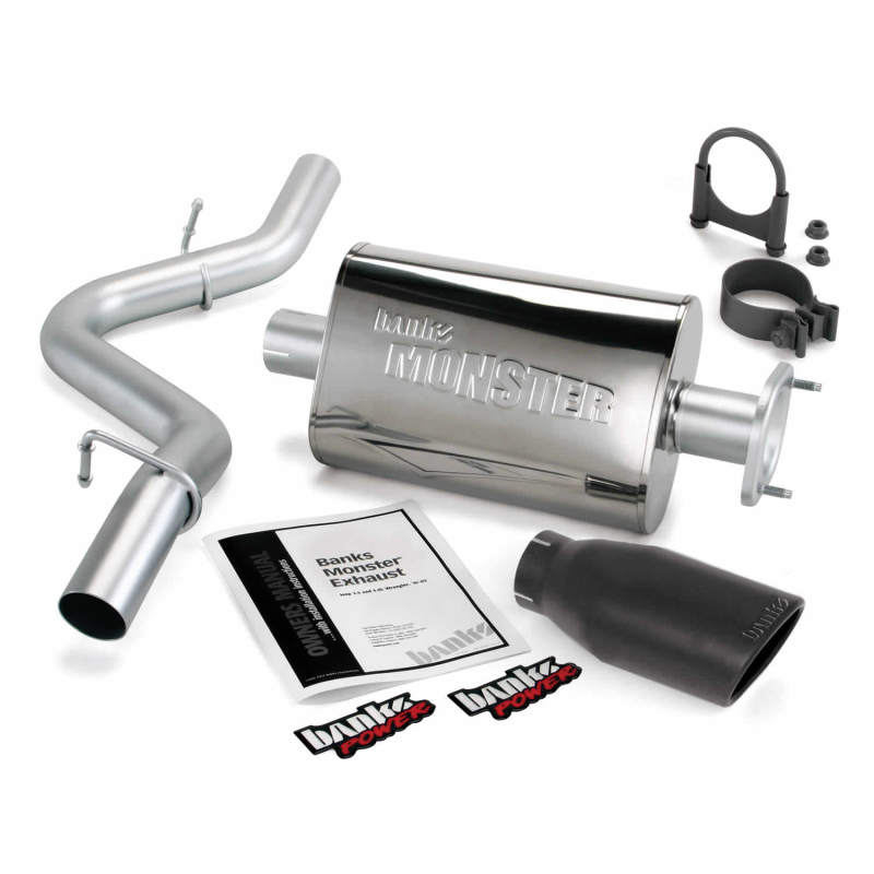 Banks Power 04-06 Jeep 4.0L Wrangler Unlimited Monster Exhaust Sys - SS Single Exhaust w/ Black Tip - GTR Auto