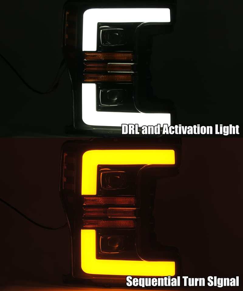 AlphaRex 17-19 Ford F-250 SD PRO-Series Proj Headlight Plnk Style Matte Blk w/Activ Light/Seq Signal - GTR Auto