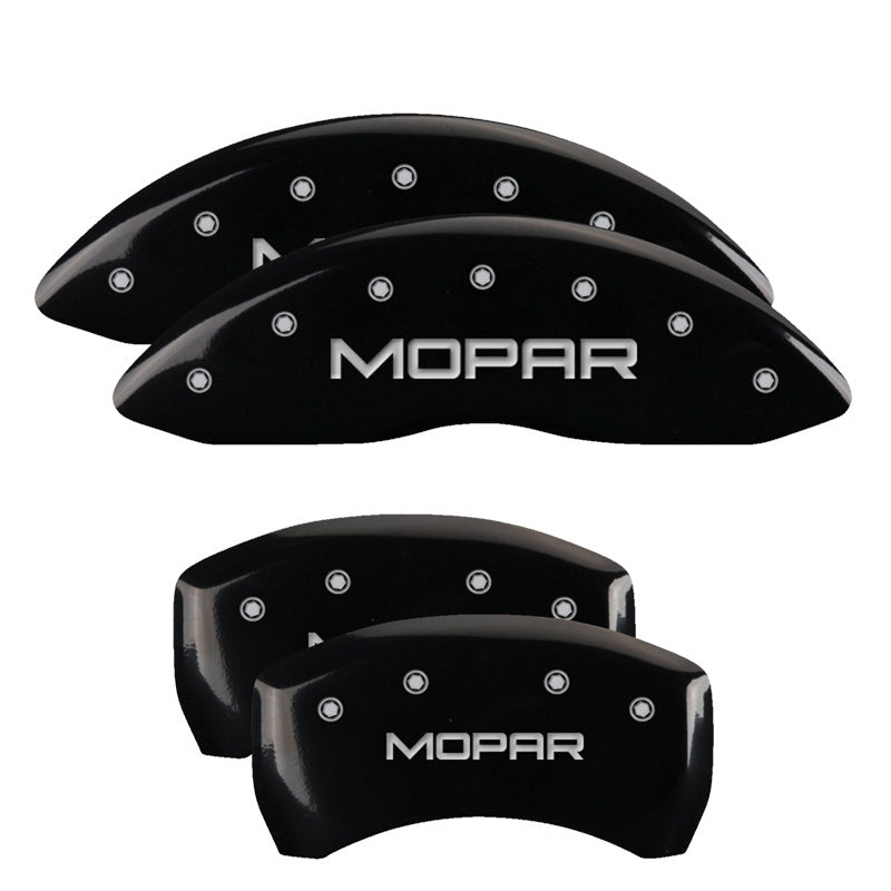 MGP 4 Caliper Covers Engraved Front & Rear MOPAR Black finish silver ch - GTR Auto