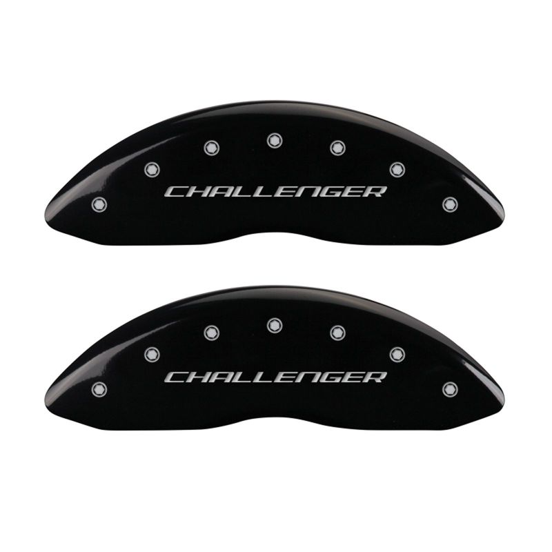 MGP 4 Caliper Covers Engraved Front & Rear Block/Challenger Black finish silver ch - GTR Auto