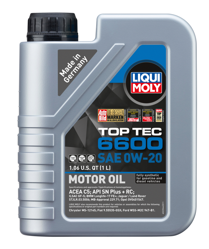 LIQUI MOLY 1L Top Tec 6600 Motor Oil SAE 0W20 - GTR Auto