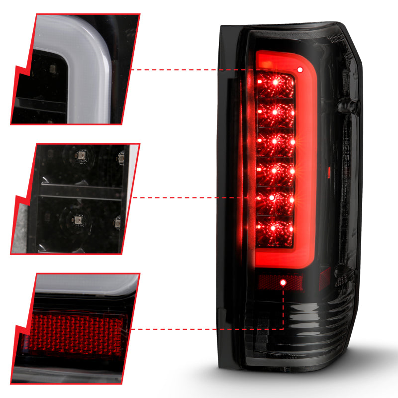 ANZO 1987-1996 Ford F-150 LED Taillights Black Housing Smoke Lens (Pair) - GTR Auto