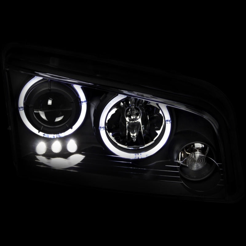 ANZO 2006-2010 Dodge Charger Projector Headlights w/ Halo Black - GTR Auto