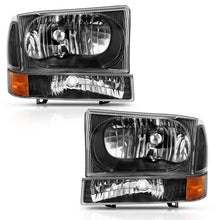 Load image into Gallery viewer, ANZO 2000-2004 Ford Excursion Crystal Headlight w/ Corner Light Black Amber (w/o Bulb) - GTR Auto