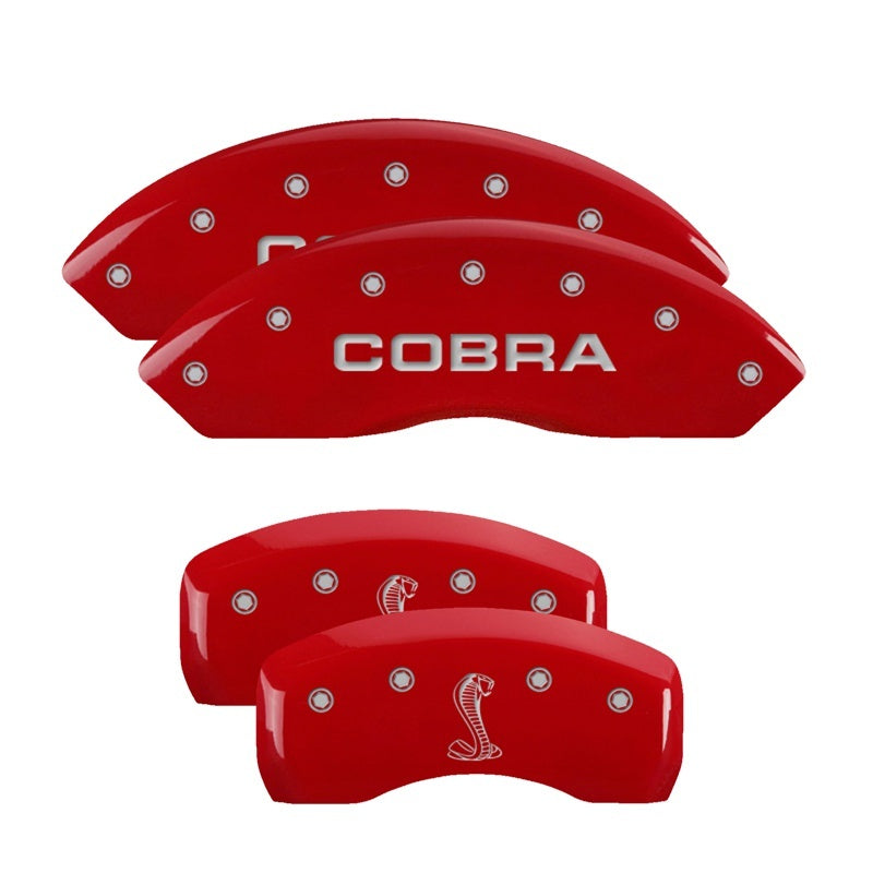 MGP Rear set 2 Caliper Covers Engraved Rear Tiffany Snake Red finish silver ch 10010RSNKRD