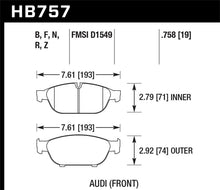Load image into Gallery viewer, Hawk Audi 2013 A5 Quattro / 12-16 A6 Quattro/A7 Quattro/A8 Quattro HP Plus Front Brake Pads KHB757N.758