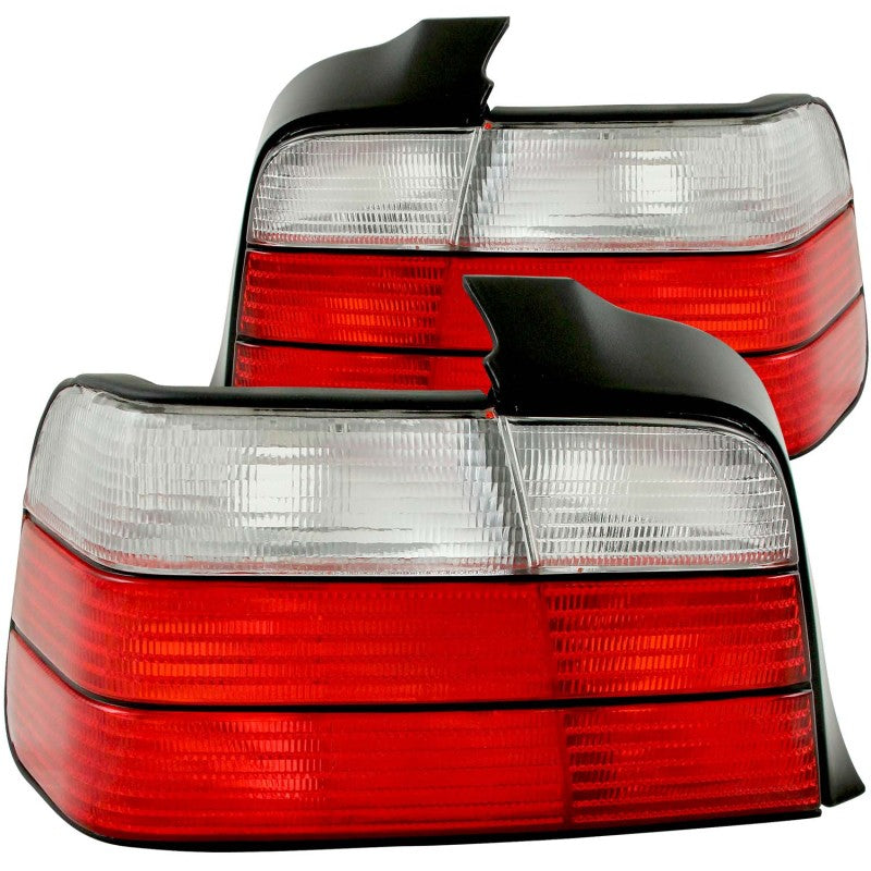 ANZO 1992-1998 BMW 3 Series E36 Sedan Taillights Red/Clear - GTR Auto