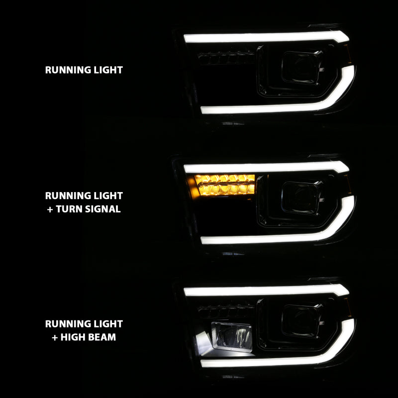 ANZO 2007-2014 Toyota Tundra Projector Light Bar H.L Black Amber(Led High Beam) (Halogen Version) - GTR Auto