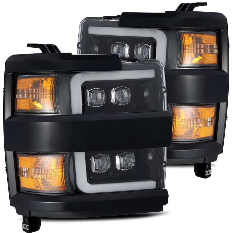 AlphaRex 15-18 Chevy 2500HD NOVA LED Proj Headlight Plank Style Jet Blk w/Activ Light/Seq Signal/DRL - GTR Auto