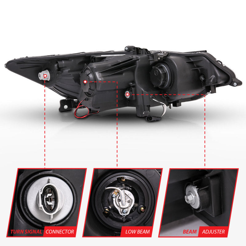 ANZO 2009-2012 Acura TSX Projector Headlights w/ Halo Black (CCFL) (HID Compatible) - GTR Auto