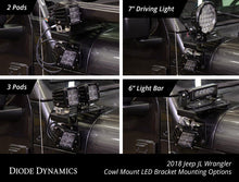 Load image into Gallery viewer, Diode Dynamics 18-21 Jeep JL Wrangler/Gladiator SS3 Cowl LED Bracket Kit - White Sport - GTR Auto