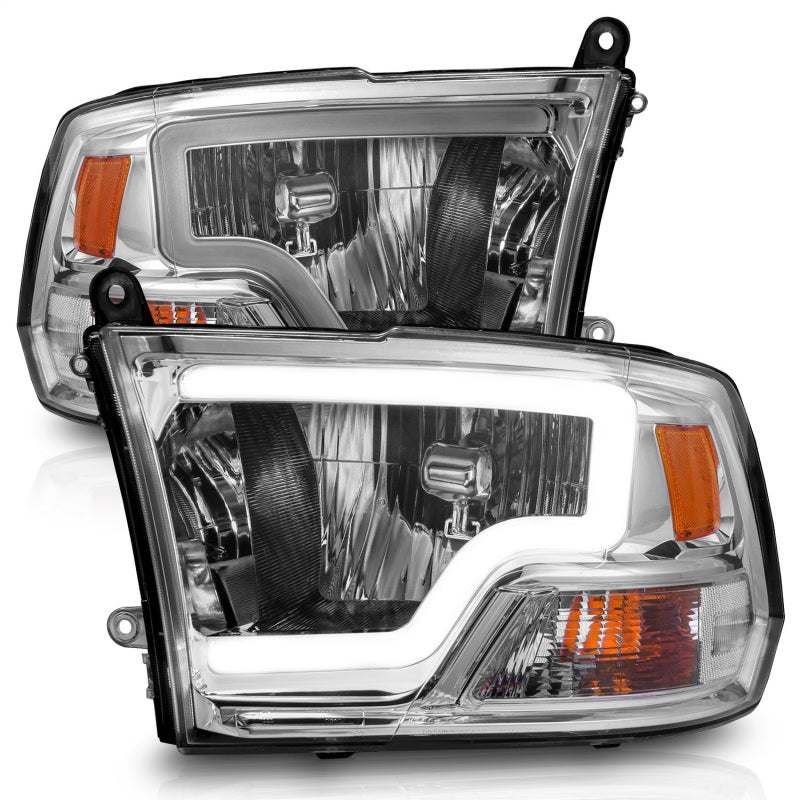 ANZO 2009-2018 Dodge Ram 1500/ 2500/ 3500 Crystal Headlights w/ Light Bar Chrome Housing - GTR Auto