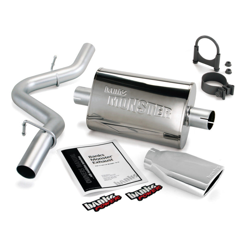 Banks Power 97-99 Jeep 2.5/4.0L Wrangler Slip Fit Cat Monster Exh Sys - SS Single Exh w/ Chrome Tip - GTR Auto