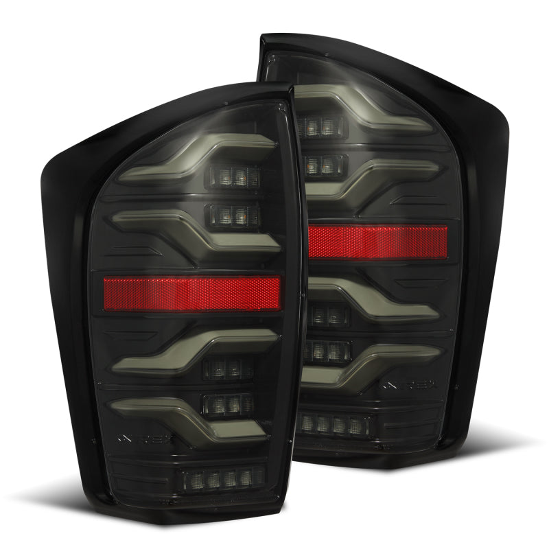 AlphaRex 16-21 Toyota Tacoma LUXX LED Taillights Alpha Blk w/Activ Light/Seq Signal - GTR Auto