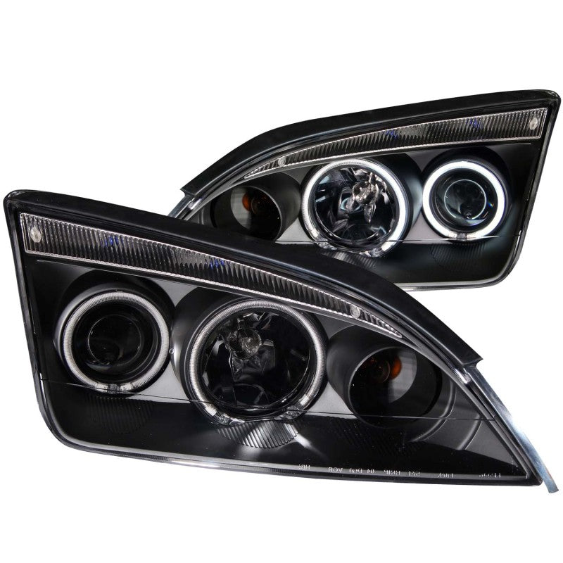 ANZO 2005-2007 Ford Focus Projector Headlights w/ Halo Black - GTR Auto