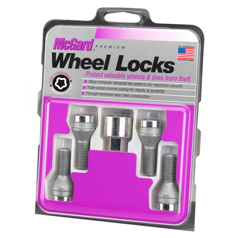 McGard Wheel Lock Bolt Set - 4pk. (Cone Seat) M12X1.75 / 19mm Hex / 28.9mm Shank Length - Chrome - GTR Auto