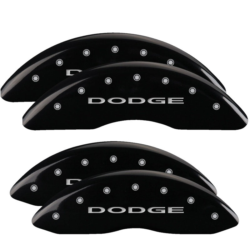 MGP 4 Caliper Covers Engraved Front & Rear With out stripes/Dodge Black finish silver ch - GTR Auto