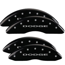 Load image into Gallery viewer, MGP 4 Caliper Covers Engraved Front &amp; Rear With out stripes/Dodge Black finish silver ch - GTR Auto