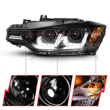 Load image into Gallery viewer, ANZO 2012-2015 BMW 3 Series Projector Headlights w/ U-Bar Black - GTR Auto