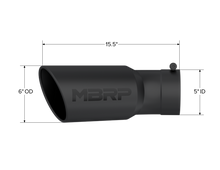 Load image into Gallery viewer, MBRP Universal Tip 6in OD 5in Inlet 15.5in Length 30 Deg Bend Angled Rolled End Black - GTR Auto
