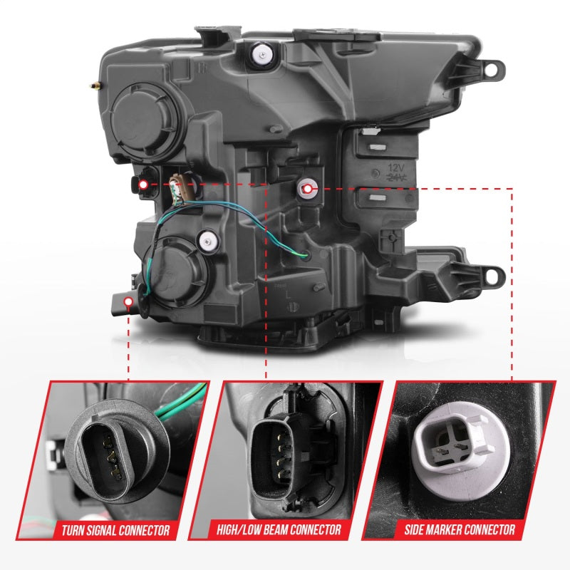 ANZO 2018-2020 Ford F-150 Projector Headlight w/ Plank Style Switchback Black Housing - GTR Auto