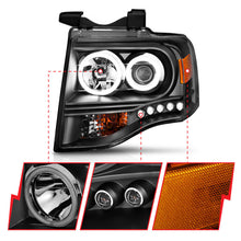 Load image into Gallery viewer, ANZO 2007-2014 Ford Expedition Projector Headlights w/ Halo Black - GTR Auto