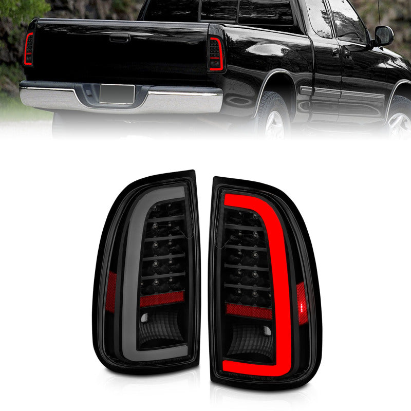 ANZO 00-06 Toyota Tundra (Std. Bed/Reg Cab) LED Taillights w/Light Bar Black Housing Smoke Lens - GTR Auto