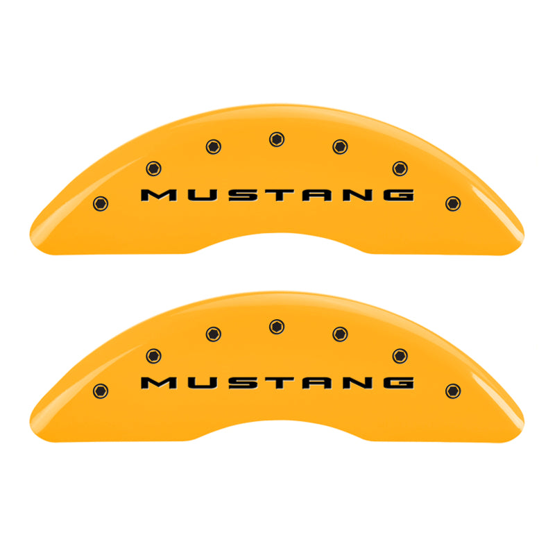 MGP 4 Caliper Covers Engraved Front 2015/Mustang Engraved Rear 2015/37 Yellow finish black ch - GTR Auto