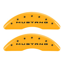 Load image into Gallery viewer, MGP 4 Caliper Covers Engraved Front 2015/Mustang Engraved Rear 2015/37 Yellow finish black ch - GTR Auto
