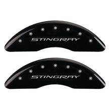 Load image into Gallery viewer, MGP 4 Caliper Covers Engraved Front &amp; Rear Stingray Black finish silver ch - GTR Auto