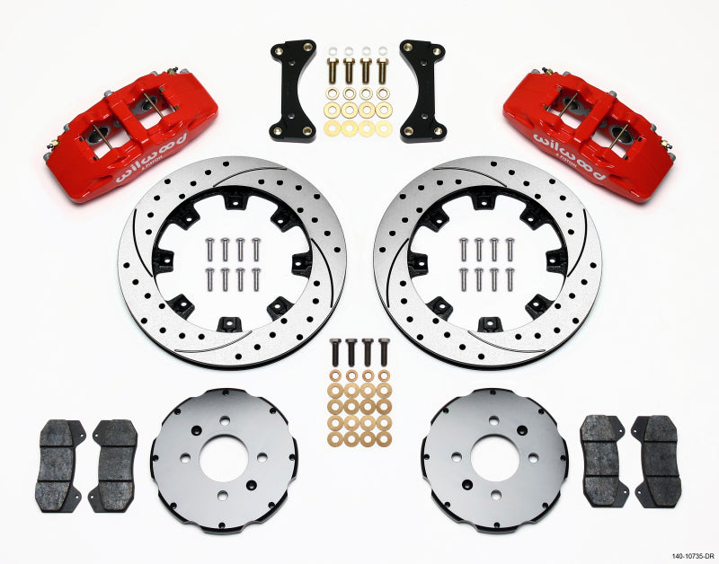 Wilwood Dynapro 6 Front Hat Kit 12.19in Drilled Red 94-01 Honda/Acura w/262mm Disc - GTR Auto