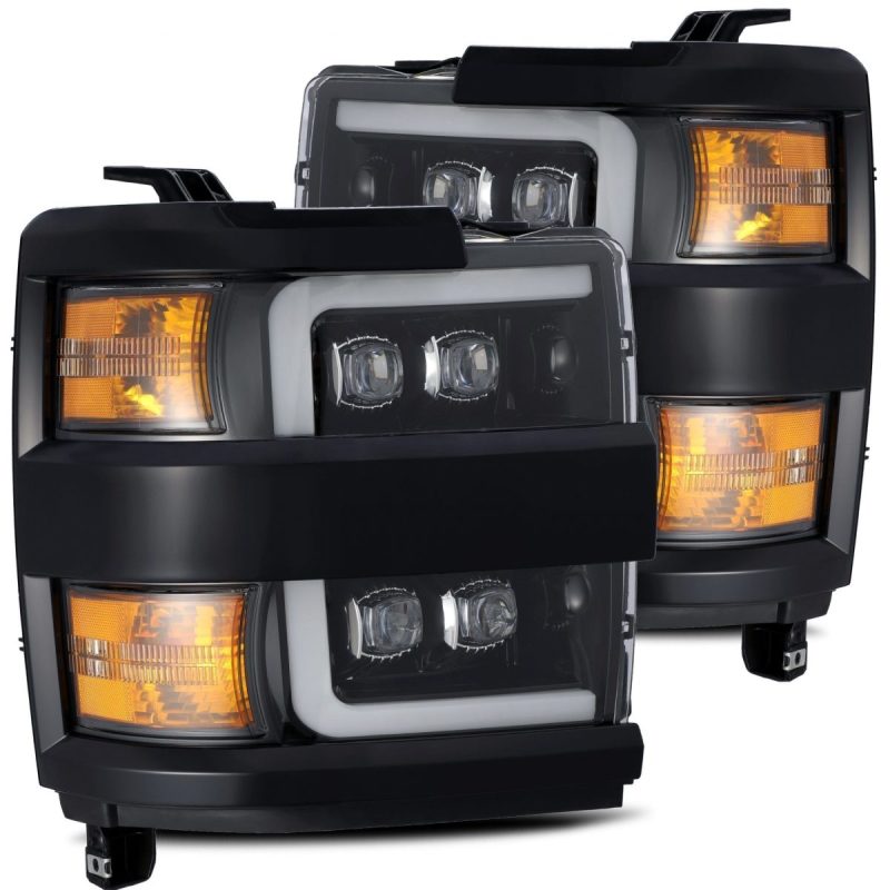 AlphaRex 15-18 Chevy 2500HD NOVA LED Proj Headlight Plank Style Jet Blk w/Activ Light/Seq Signal/DRL - GTR Auto