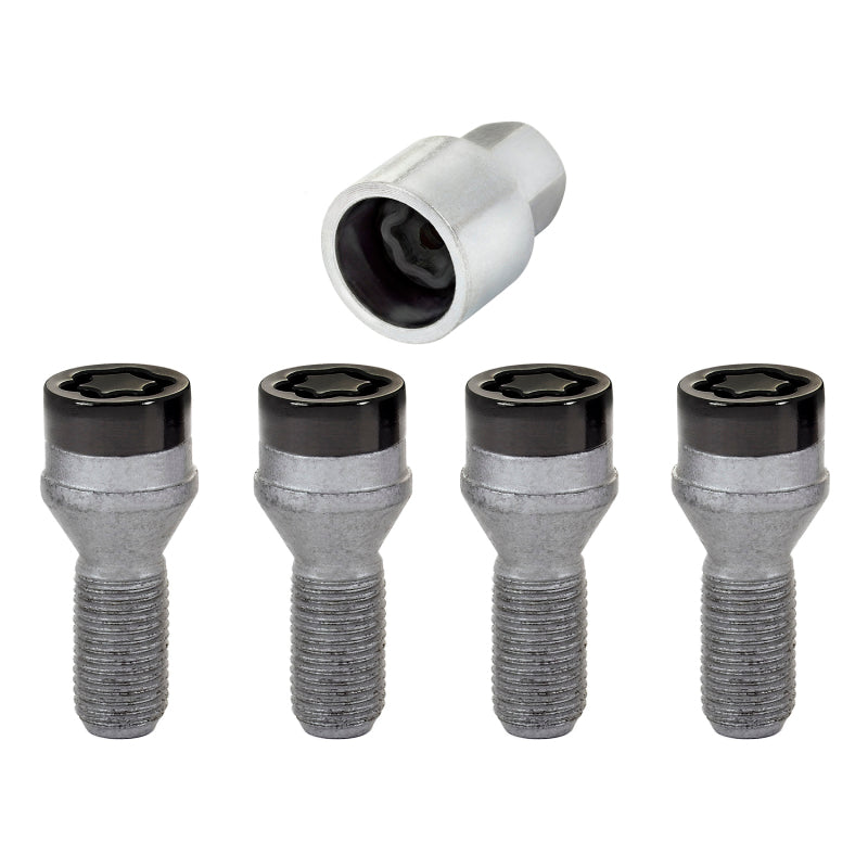 McGard Wheel Lock Bolt Set - 4pk. (Cone Seat) M14X1.25 / 17mm Hex / 27.3mm Shank Length - Black - GTR Auto
