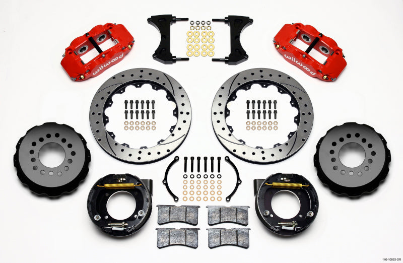 Wilwood Narrow Superlite 4R Rear P-Brk Kit 12.88in Drilled Red Chevy C-10 2.42 Offset 5-lug - GTR Auto