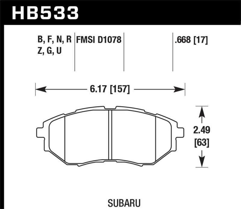 Hawk 2006-2007 Subaru B9 Tribeca Limited HPS 5.0 Front Brake Pads KHB533B.668