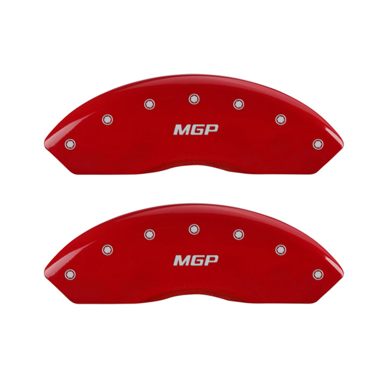 MGP 4 Caliper Covers Engraved Front & Rear MGP Red Finish Silver Characters 2017 Ford Fusion - GTR Auto