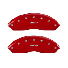 Load image into Gallery viewer, MGP 4 Caliper Covers Engraved Front &amp; Rear MGP Red Finish Silver Characters 2017 Ford Fusion - GTR Auto