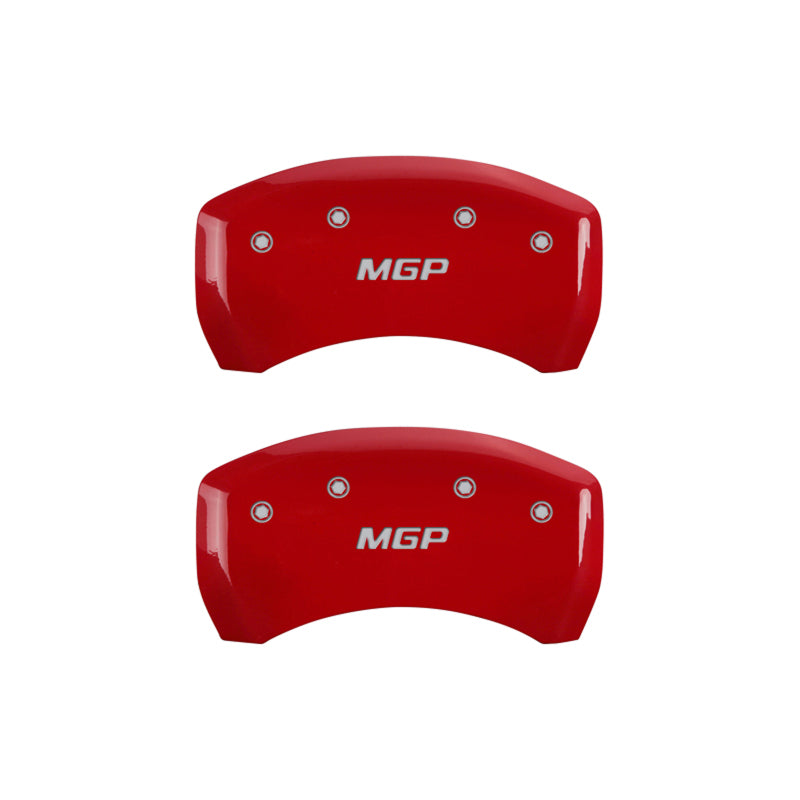 MGP 4 Caliper Covers Engraved Front & Rear MGP Red finish silver ch - GTR Auto