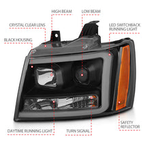 Load image into Gallery viewer, ANZO 07-14 Chevy Tahoe Projector Headlights w/ Plank Style Design Black w/ Amber - GTR Auto