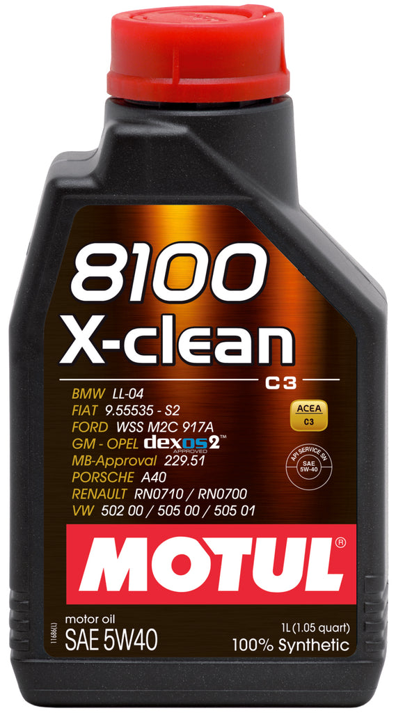 Motul 1L Synthetic Engine Oil 8100 5W40 X-CLEAN C3 -505 01-502 00-505 00-LL04 - GTR Auto