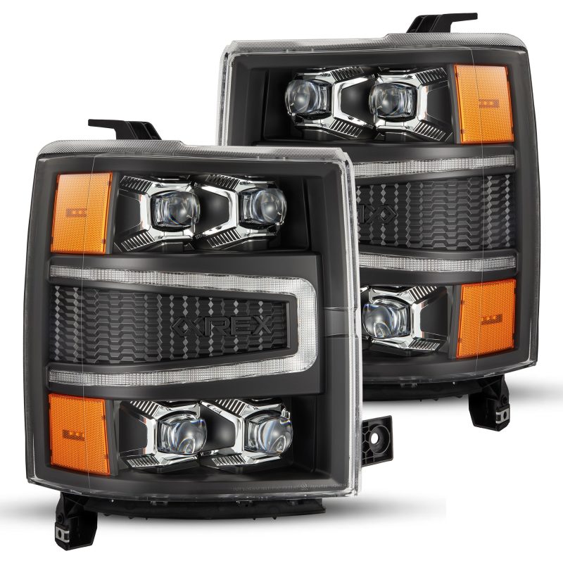 AlphaRex 04-15 Chevy 1500HD NOVA-Series LED Proj Headlights Black w/Activ Light/Seq Signal & SB DRL - GTR Auto